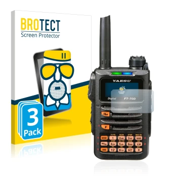 Parte frontale di una confezione del prodotto con il logo del marchio BROTECT. Accanto è raffigurato il dispositivo Yaesu FT-7