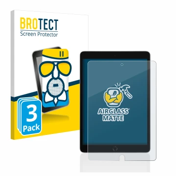 Parte frontale di una confezione del prodotto con il logo del marchio BROTECT. Accanto è raffigurato il dispositivo Apple iPad