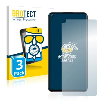 Parte frontale di una confezione del prodotto con il logo del marchio BROTECT. Accanto è raffigurato il dispositivo realme GT 