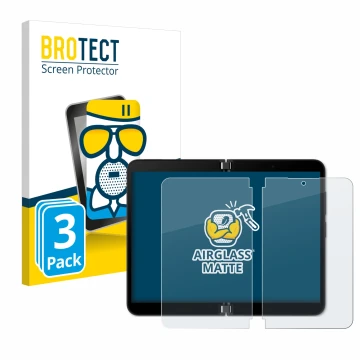 Parte frontale di una confezione del prodotto con il logo del marchio BROTECT. Accanto è raffigurato il dispositivo Microsoft 