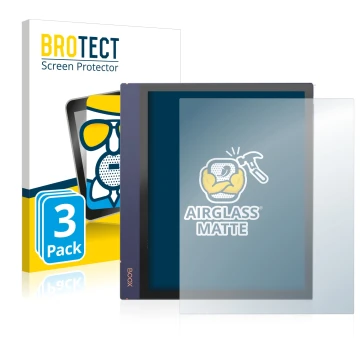 Parte frontale di una confezione del prodotto con il logo del marchio BROTECT. Accanto è raffigurato il dispositivo Boox Note 