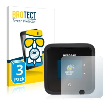 Parte frontale di una confezione del prodotto con il logo del marchio BROTECT. Accanto è raffigurato il dispositivo Netgear Ni