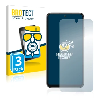 Parte frontale di una confezione del prodotto con il logo del marchio BROTECT. Accanto è raffigurato il dispositivo Xiaomi Red