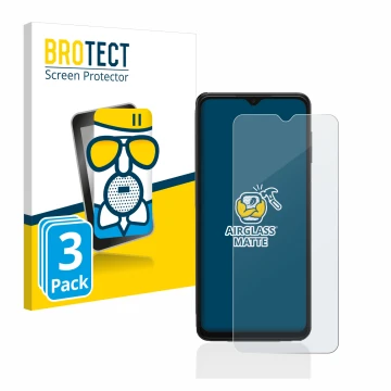 Parte frontale di una confezione del prodotto con il logo del marchio BROTECT. Accanto è raffigurato il dispositivo Samsung Ga