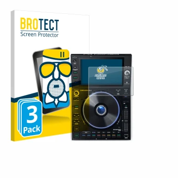 Parte frontale di una confezione del prodotto con il logo del marchio BROTECT. Accanto è raffigurato il dispositivo Denon DJ S