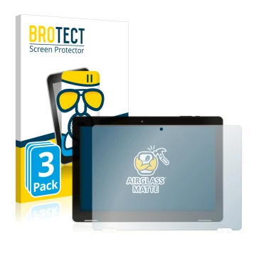 Parte frontale di una confezione del prodotto con il logo del marchio BROTECT. Accanto è raffigurato il dispositivo Hannspree 