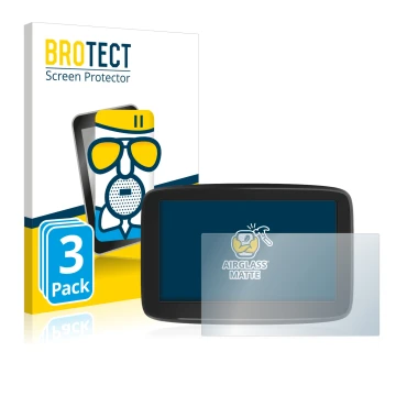 Parte frontale di una confezione del prodotto con il logo del marchio BROTECT. Accanto è raffigurato il dispositivo TomTom GO 