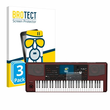 Parte frontale di una confezione del prodotto con il logo del marchio BROTECT. Accanto è raffigurato il dispositivo KORG Pa100