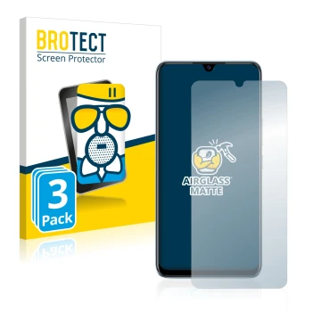 Parte frontale di una confezione del prodotto con il logo del marchio BROTECT. Accanto è raffigurato il dispositivo Vivo V20 S