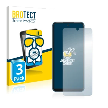 Parte frontale di una confezione del prodotto con il logo del marchio BROTECT. Accanto è raffigurato il dispositivo Xiaomi Red
