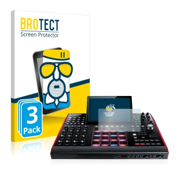 Parte frontale di una confezione del prodotto con il logo del marchio BROTECT. Accanto è raffigurato il dispositivo Akai MPC X