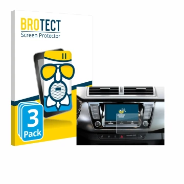 Parte frontale di una confezione del prodotto con il logo del marchio BROTECT. Accanto è raffigurato il dispositivo Skoda Fabi