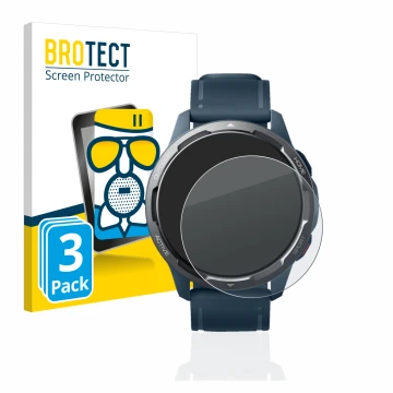 Parte frontale di una confezione del prodotto con il logo del marchio BROTECT. Accanto è raffigurato il dispositivo Xiaomi Wat