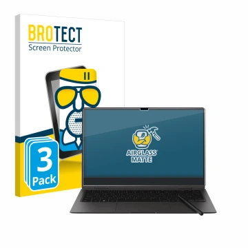 Parte frontale di una confezione del prodotto con il logo del marchio BROTECT. Accanto è raffigurato il dispositivo Samsung Ga