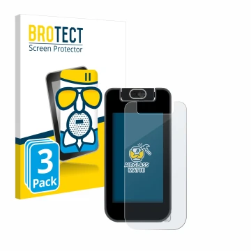 Parte frontale di una confezione del prodotto con il logo del marchio BROTECT. Accanto è raffigurato il dispositivo Vtech Kidi