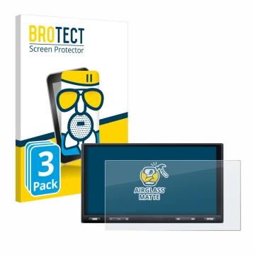 Parte frontale di una confezione del prodotto con il logo del marchio BROTECT. Accanto è raffigurato il dispositivo Sony XAV-A