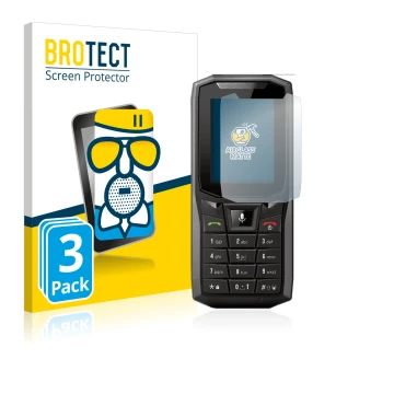 Parte frontale di una confezione del prodotto con il logo del marchio BROTECT. Accanto è raffigurato il dispositivo Crosscall 