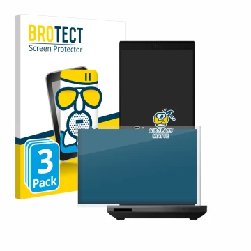 Parte frontale di una confezione del prodotto con il logo del marchio BROTECT. Accanto è raffigurato il dispositivo Lenovo Thi