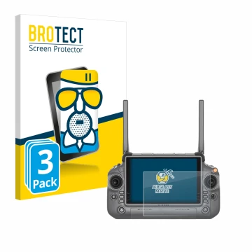 Parte frontale di una confezione del prodotto con il logo del marchio BROTECT. Accanto è raffigurato il dispositivo DJI RC Plu