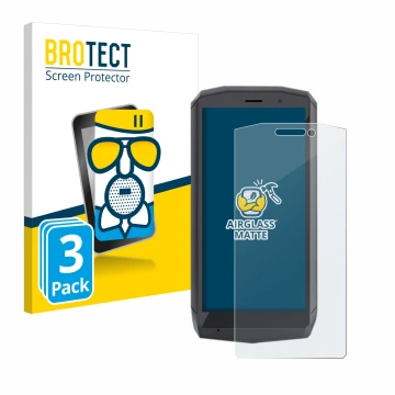 Parte frontale di una confezione del prodotto con il logo del marchio BROTECT. Accanto è raffigurato il dispositivo Cubot Pock