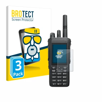 Parte frontale di una confezione del prodotto con il logo del marchio BROTECT. Accanto è raffigurato il dispositivo Motorola R