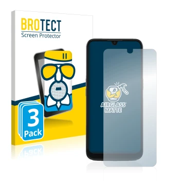 Parte frontale di una confezione del prodotto con il logo del marchio BROTECT. Accanto è raffigurato il dispositivo Doro 8100 