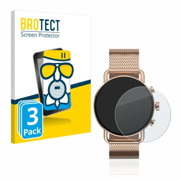 Parte frontale di una confezione del prodotto con il logo del marchio BROTECT. Accanto è raffigurato il dispositivo Skagen Fal