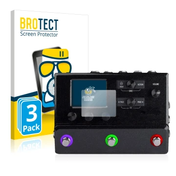 Parte frontale di una confezione del prodotto con il logo del marchio BROTECT. Accanto è raffigurato il dispositivo Line 6 hx 