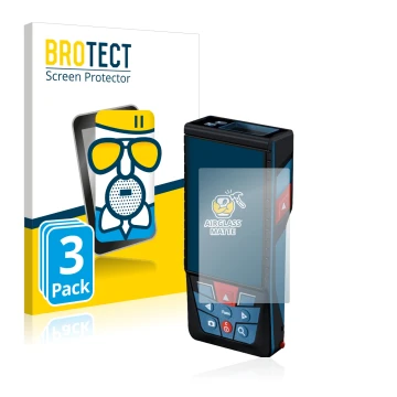 Parte frontale di una confezione del prodotto con il logo del marchio BROTECT. Accanto è raffigurato il dispositivo Bosch GLM 