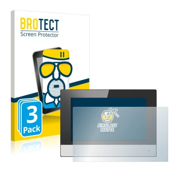 Parte frontale di una confezione del prodotto con il logo del marchio BROTECT. Accanto è raffigurato il dispositivo Hikvision 