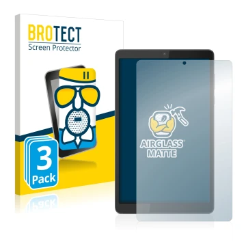 Parte frontale di una confezione del prodotto con il logo del marchio BROTECT. Accanto è raffigurato il dispositivo Lenovo Tab