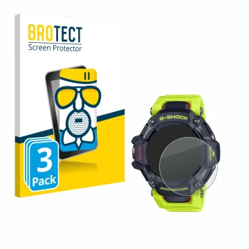 Parte frontale di una confezione del prodotto con il logo del marchio BROTECT. Accanto è raffigurato il dispositivo Casio G-Sh