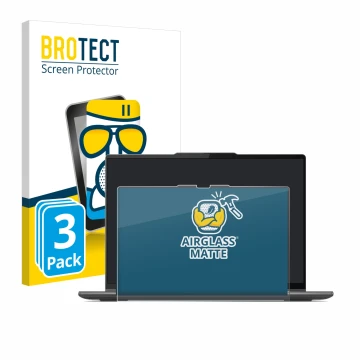 Parte frontale di una confezione del prodotto con il logo del marchio BROTECT. Accanto è raffigurato il dispositivo Lenovo Yog