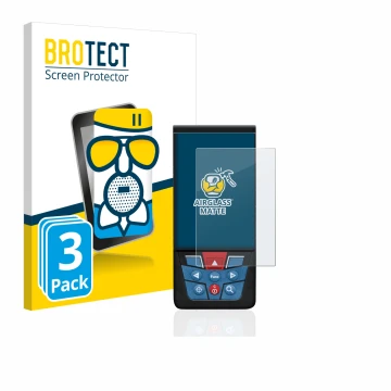 Parte frontale di una confezione del prodotto con il logo del marchio BROTECT. Accanto è raffigurato il dispositivo Bosch GLM 