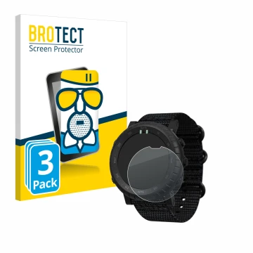Parte frontale di una confezione del prodotto con il logo del marchio BROTECT. Accanto è raffigurato il dispositivo Suunto Cor