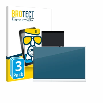Parte frontale di una confezione del prodotto con il logo del marchio BROTECT. Accanto è raffigurato il dispositivo Dell Inspi