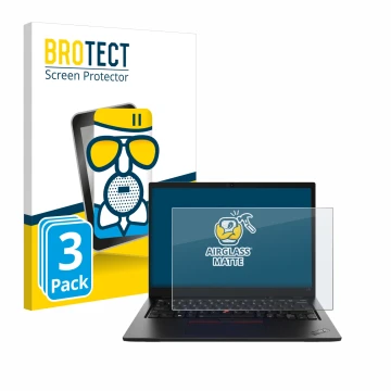 Parte frontale di una confezione del prodotto con il logo del marchio BROTECT. Accanto è raffigurato il dispositivo Lenovo Thi
