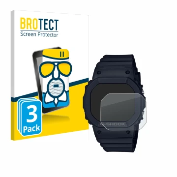 Parte frontale di una confezione del prodotto con il logo del marchio BROTECT. Accanto è raffigurato il dispositivo Casio G-Sh