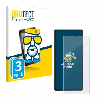 Parte frontale di una confezione del prodotto con il logo del marchio BROTECT. Accanto è raffigurato il dispositivo ZTE Nubia 
