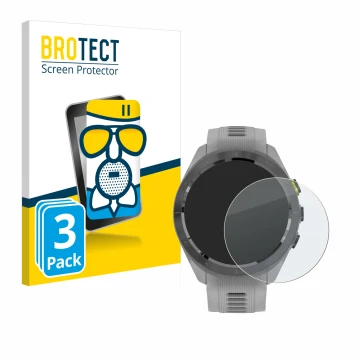 Parte frontale di una confezione del prodotto con il logo del marchio BROTECT. Accanto è raffigurato il dispositivo Garmin App