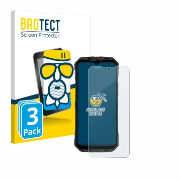 Parte frontale di una confezione del prodotto con il logo del marchio BROTECT. Accanto è raffigurato il dispositivo Doogee V M