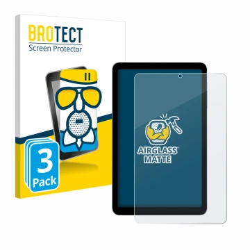Parte frontale di una confezione del prodotto con il logo del marchio BROTECT. Accanto è raffigurato il dispositivo Alldocube 