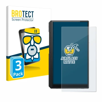 Parte frontale di una confezione del prodotto con il logo del marchio BROTECT. Accanto è raffigurato il dispositivo FiiO M11s 