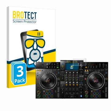 Parte frontale di una confezione del prodotto con il logo del marchio BROTECT. Accanto è raffigurato il dispositivo Pioneer XD
