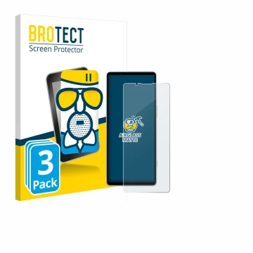 Parte frontale di una confezione del prodotto con il logo del marchio BROTECT. Accanto è raffigurato il dispositivo Sony Xperi