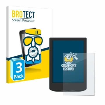 Parte frontale di una confezione del prodotto con il logo del marchio BROTECT. Accanto è raffigurato il dispositivo PocketBook