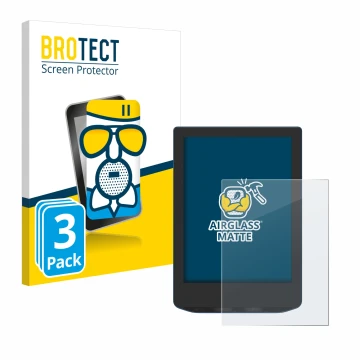 Parte frontale di una confezione del prodotto con il logo del marchio BROTECT. Accanto è raffigurato il dispositivo PocketBook
