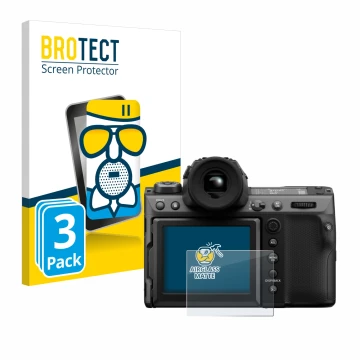 Parte frontale di una confezione del prodotto con il logo del marchio BROTECT. Accanto è raffigurato il dispositivo Fujifilm G