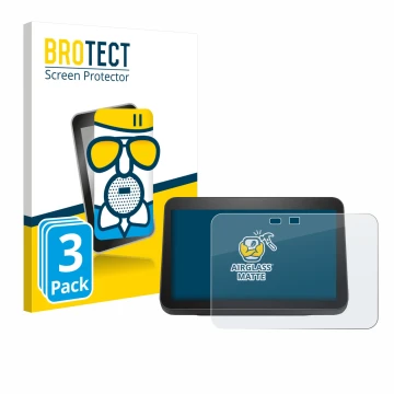 Parte frontale di una confezione del prodotto con il logo del marchio BROTECT. Accanto è raffigurato il dispositivo Amazon Ech