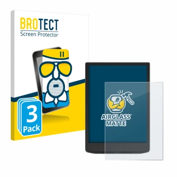 Parte frontale di una confezione del prodotto con il logo del marchio BROTECT. Accanto è raffigurato il dispositivo PocketBook